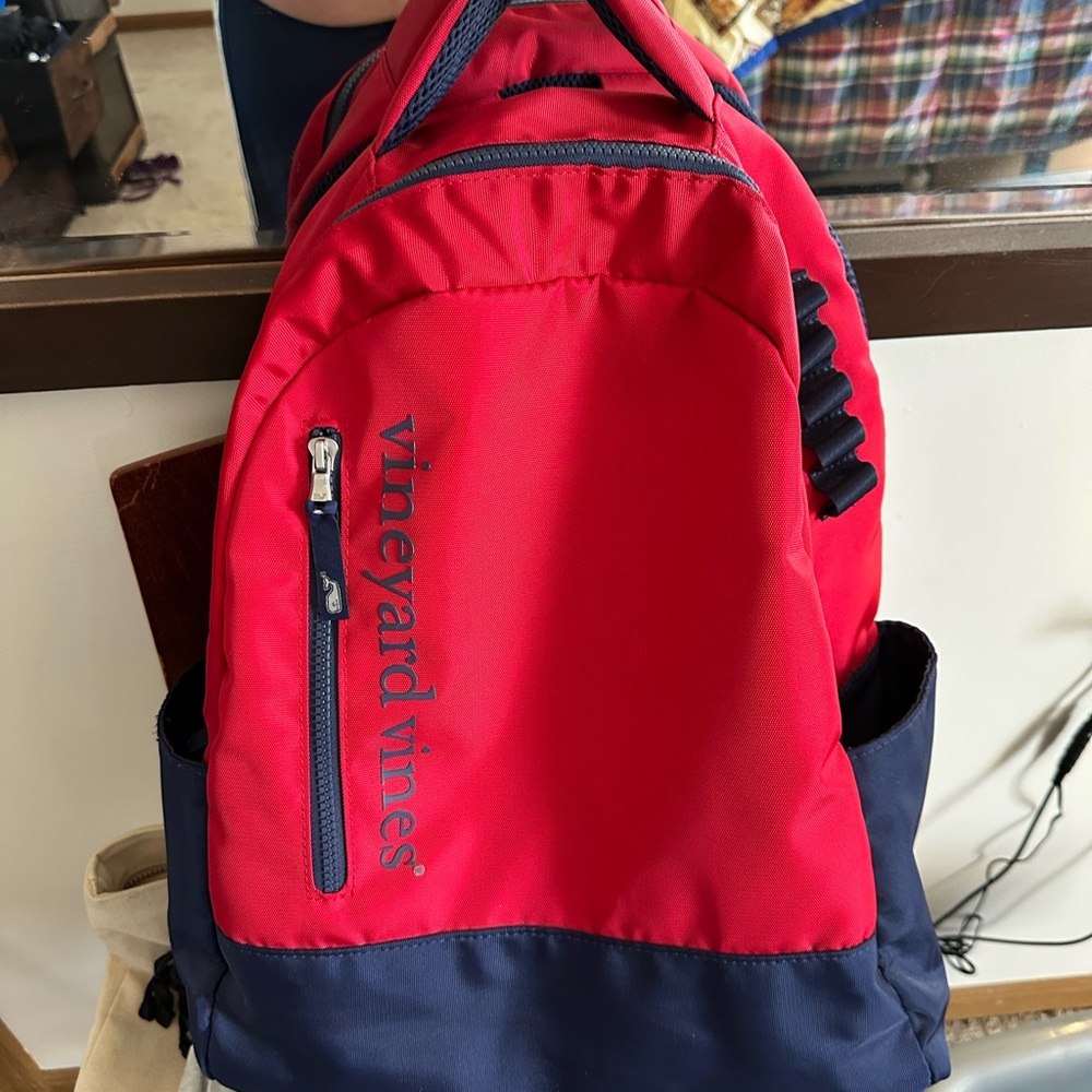 Vineyard Vines Bold Red and Navy Backpack